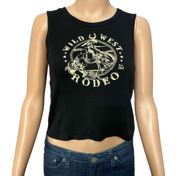 Homegirl Society Tops - Homegirl Society Western Cropped Tank Top Medium Black Rodeo Festival Casual